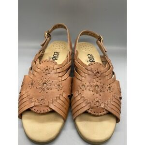 Vintage COBBIE CUDDLERS Huarache Sandals 7 1/2W Brown Leather Upper Wedge Heel